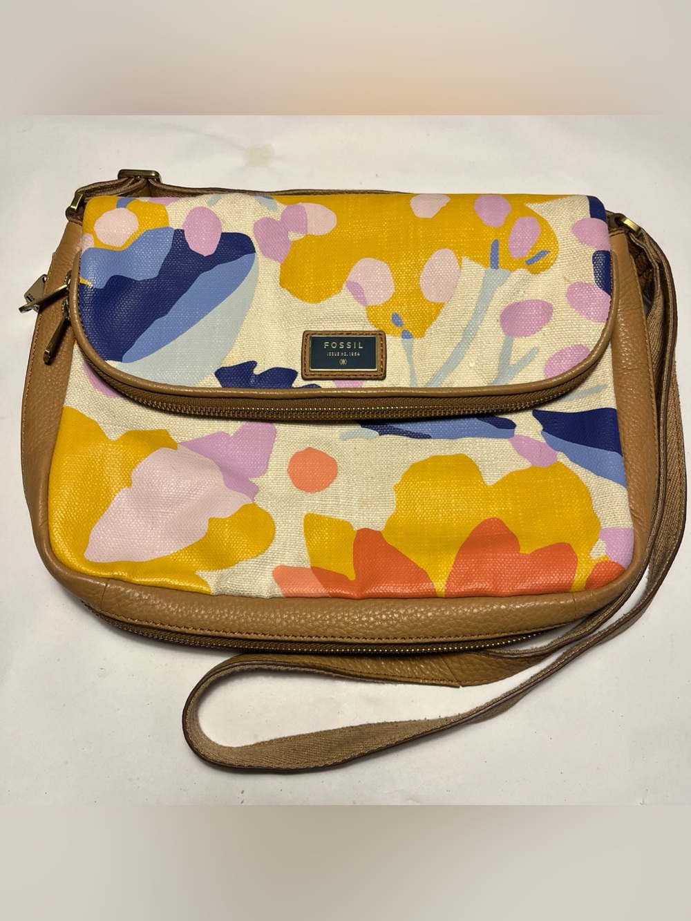 Large Fossil LOT Purse Wallet Floral Crossbody Shoulder Bag Boho Leather Canvas - Picture 2 of 16